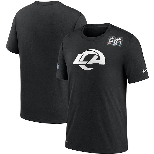 Los Angeles Rams 2020 Black Sideline Crucial Catch Performance NFL T-Shirt (All Size)